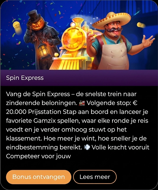 Spin Express trein met pompoenman en Mexicaanse man