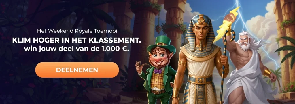 Bannière promotionnelle du tournoi Royale avec le texte "Klim Hoger in het Klassement" et le bouton "Deelnemen