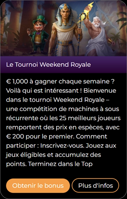 Le Tournoi Weekend Royale : 1000€ à gagner chaque semaine