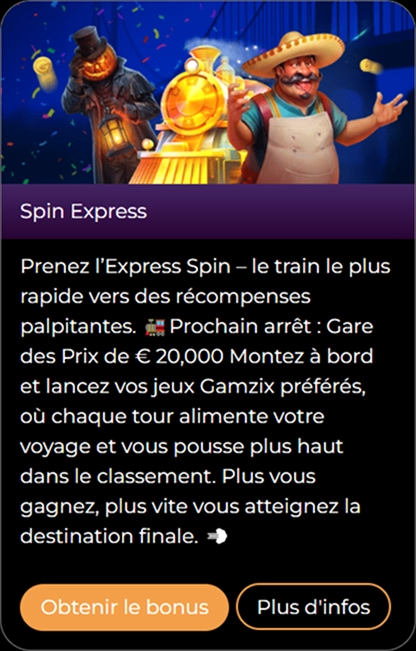 Spin Express train game promo with €20,000 prize