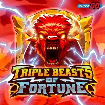 Triple Beasts of Fortune slot game with fiery bull and lightning