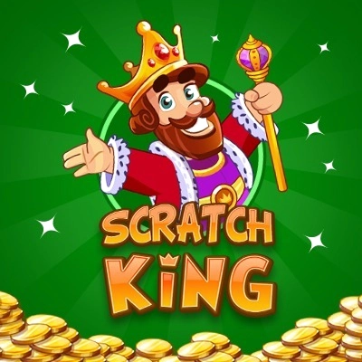 Le Roi des Jeux de Grattage avec une pile de pièces d'or